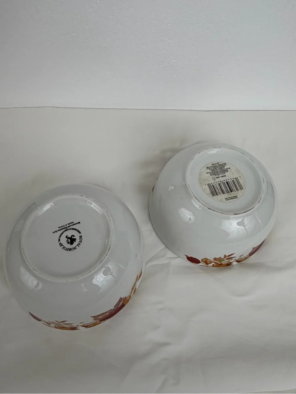 Royal Norfolk Autumn Leaves Fall Acorns Set Of 4 Soup Cereal Bowls